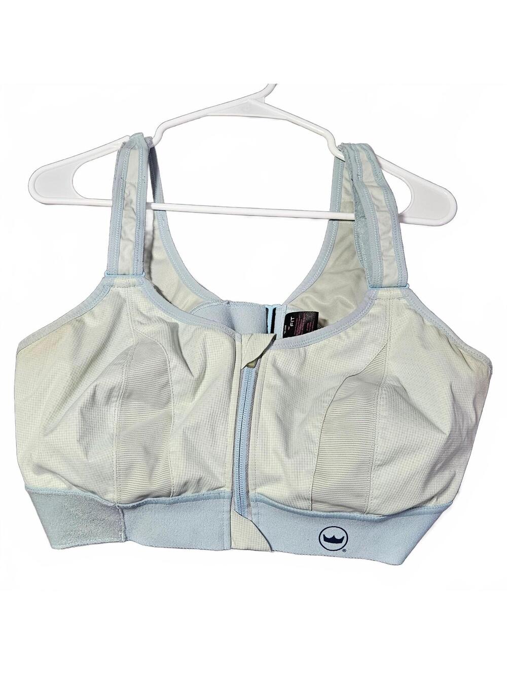 Shefit Sports Bra Size 3Luxe Light Blue High Support Adjustable Front Zip